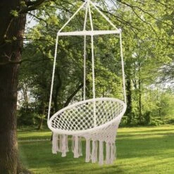 Outsunny Hammock Macrame Swing Chair Hanging Twisted Rope Tassels Indoor Outdoor 9 Outsunny Hammock Macrame Swing Chair Hanging Twisted Rope Tassels Indoor Outdoor -Outdoor Furniture Store 12200273 3