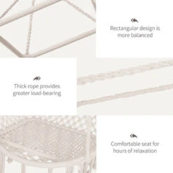 Outsunny Hammock Macrame Swing Chair Hanging Twisted Rope Tassels Indoor Outdoor 11 Outsunny Hammock Macrame Swing Chair Hanging Twisted Rope Tassels Indoor Outdoor -Outdoor Furniture Store 12200273 5