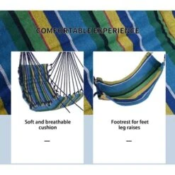 Outsunny Hammock Swing Chair Hanging Rope Striped Seat W/ Foot Rest Indoor 10 Outsunny Hammock Swing Chair Hanging Rope Striped Seat W/ Foot Rest Indoor -Outdoor Furniture Store 12200274 4