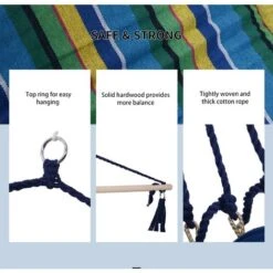 Outsunny Hammock Swing Chair Hanging Rope Striped Seat W/ Foot Rest Indoor 11 Outsunny Hammock Swing Chair Hanging Rope Striped Seat W/ Foot Rest Indoor -Outdoor Furniture Store 12200274 5