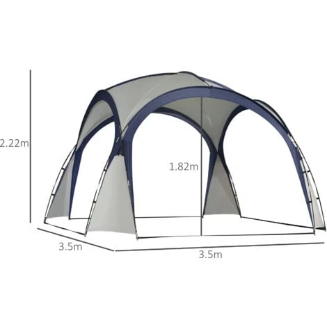 OUTSUNNY Outdoor Gazebo Event Dome Shelter Party Tent For Garden Camping Cream And Blue 4 OUTSUNNY Outdoor Gazebo Event Dome Shelter Party Tent For Garden Camping Cream And Blue - Image 2