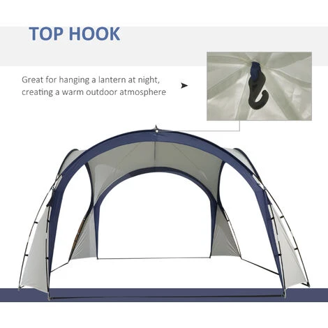 OUTSUNNY Outdoor Gazebo Event Dome Shelter Party Tent For Garden Camping Cream And Blue 7 OUTSUNNY Outdoor Gazebo Event Dome Shelter Party Tent For Garden Camping Cream And Blue - Image 5