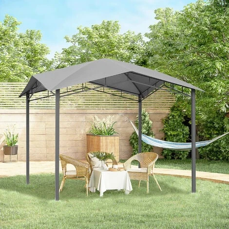 Outsunny 3x3(m) Outdoor Patio Gazebo Pavilion Canopy Tent Steel Frame Grey 5 Outsunny 3x3(m) Outdoor Patio Gazebo Pavilion Canopy Tent Steel Frame Grey - Image 3