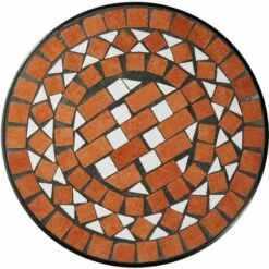 Balcony Table With Mosaic Pattern (30x30x61.5cm) - Outdoor Table, Small Garden Table, Round Garden Table - Terracotta -Outdoor Furniture Store 12200913 3
