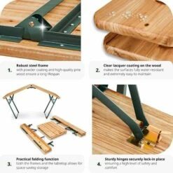 Picnic Table Set With Backrest 2 Benches, 1 Table - Bench Table, Dining Table And Bench Set, Dining Set With Bench -Outdoor Furniture Store 12354683 3