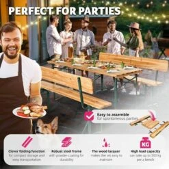 Picnic Table Set With Backrest 2 Benches, 1 Table - Bench Table, Dining Table And Bench Set, Dining Set With Bench -Outdoor Furniture Store 12354683 4