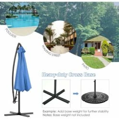 COSTWAY 2.7M Outdoor Parasol Sun Shade Cantilever Banana Hanging Umbrella Patio Garden (Dark Blue) -Outdoor Furniture Store 12422383 4