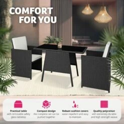 Rattan Garden Furniture Set Lausanne (2 Chairs & 1 Table) - Garden Tables And Chairs, Garden Furniture Set, Outdoor Table And Chairs - Black 10 Rattan Garden Furniture Set Lausanne (2 Chairs & 1 Table) - Garden Tables And Chairs, Garden Furniture Set, Outdoor Table And Chairs - Black -Outdoor Furniture Store 12587239 4