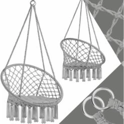 Hanging Chair Jane - Garden Swing Seat, Hanging Egg Chair, Garden Swing Chair - Grey