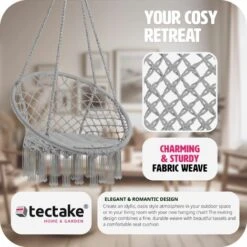 Hanging Chair Jane - Garden Swing Seat, Hanging Egg Chair, Garden Swing Chair - Grey -Outdoor Furniture Store 12587362 4