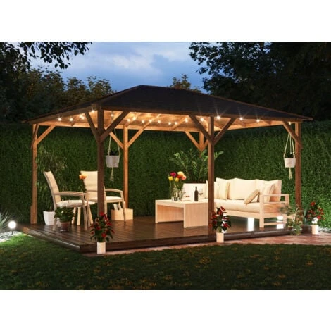Wooden Gazebo Utopia 430 4m X 3m - Heavy Duty Garden Shelter Pressure Treated And Roof Shingles 4 Wooden Gazebo Utopia 430 4m X 3m - Heavy Duty Garden Shelter Pressure Treated And Roof Shingles - Image 2