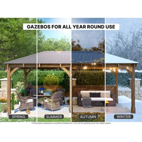 Wooden Gazebo Utopia 430 4m X 3m - Heavy Duty Garden Shelter Pressure Treated And Roof Shingles 6 Wooden Gazebo Utopia 430 4m X 3m - Heavy Duty Garden Shelter Pressure Treated And Roof Shingles - Image 4
