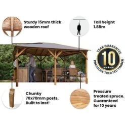 Wooden Gazebo Utopia 430 4m X 3m - Heavy Duty Garden Shelter Pressure Treated And Roof Shingles 11 Wooden Gazebo Utopia 430 4m X 3m - Heavy Duty Garden Shelter Pressure Treated And Roof Shingles -Outdoor Furniture Store 12664331 5