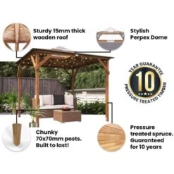 Wooden Gazebo With Sides Erin 2.5m X 2.5m - Enclosed Louvre Panels Garden Shelter Pressure Treated Hot Tub Pavilion With Roof Felt 10 Wooden Gazebo With Sides Erin 2.5m X 2.5m - Enclosed Louvre Panels Garden Shelter Pressure Treated Hot Tub Pavilion With Roof Felt -Outdoor Furniture Store 12664342 4