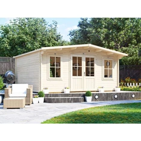 Log Cabin Severn 5m X 4m - Garden Home Office Man Cave Workshop Summerhouse Shed 45mm Walls Double Glazed And Roof Shingles 6 Log Cabin Severn 5m X 4m - Garden Home Office Man Cave Workshop Summerhouse Shed 45mm Walls Double Glazed And Roof Shingles - Image 4
