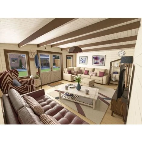 Log Cabin Severn 5m X 4m - Garden Home Office Man Cave Workshop Summerhouse Shed 45mm Walls Double Glazed And Roof Shingles 7 Log Cabin Severn 5m X 4m - Garden Home Office Man Cave Workshop Summerhouse Shed 45mm Walls Double Glazed And Roof Shingles - Image 5