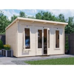 Log Cabin Terminator 4m X 3m - Summer House Garden Office Home Studio Man Cave 45mm Walls Double Glazed And Roof Felt 10 Log Cabin Terminator 4m X 3m - Summer House Garden Office Home Studio Man Cave 45mm Walls Double Glazed And Roof Felt -Outdoor Furniture Store 12664421 4