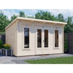 Log Cabin Terminator 4m X 3m - Summer House Garden Office Home Studio Man Cave 45mm Walls Double Glazed And Roof Felt 11 Log Cabin Terminator 4m X 3m - Summer House Garden Office Home Studio Man Cave 45mm Walls Double Glazed And Roof Felt -Outdoor Furniture Store 12664421 5