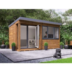 Garden Office Helena Left 4.5m X 2.5m - Insulated Home Office Studio Pod Study Room Double Glazing Pressure Treated -Outdoor Furniture Store 12664438 2