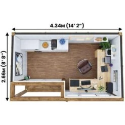 Garden Office Helena Left 4.5m X 2.5m - Insulated Home Office Studio Pod Study Room Double Glazing Pressure Treated -Outdoor Furniture Store 12664438 4