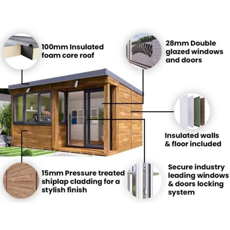 Garden Office Helena Right 4.5m X 2.5m - Insulated Home Office Studio Pod Study Room Double Glazing Pressure Treated 7 Garden Office Helena Right 4.5m X 2.5m - Insulated Home Office Studio Pod Study Room Double Glazing Pressure Treated - Image 5
