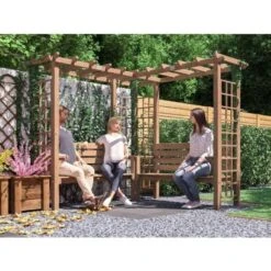 Wooden Pergola Arbour Garden Corner Bench Trellis Seating With Armrests And Mini Corner Table Gerlinde 9 Wooden Pergola Arbour Garden Corner Bench Trellis Seating With Armrests And Mini Corner Table Gerlinde -Outdoor Furniture Store 12664469 3
