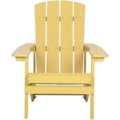 Outdoor Lounger Chair Yellow Plastic Wood For Patio Yard Adirondack -Outdoor Furniture Store 12951196 4