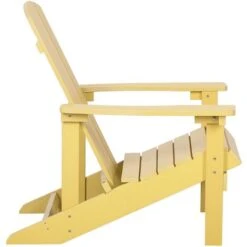 Outdoor Lounger Chair Yellow Plastic Wood For Patio Yard Adirondack -Outdoor Furniture Store 12951196 5