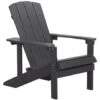 Outdoor Lounger Chair Dark Grey Plastic Wood For Patio Yard Adirondack