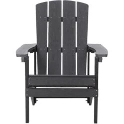 Outdoor Lounger Chair Dark Grey Plastic Wood For Patio Yard Adirondack -Outdoor Furniture Store 12951206 4 1