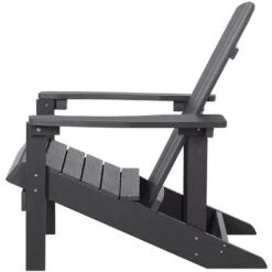 Outdoor Lounger Chair Dark Grey Plastic Wood For Patio Yard Adirondack -Outdoor Furniture Store 12951206 5