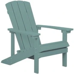 Outdoor Lounger Chair Turquoise Blue Plastic Wood For Patio Yard Adirondack