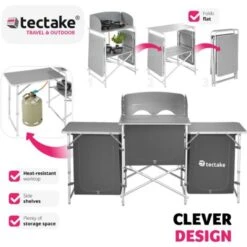 Camping Kitchen Station Large - Camping Kitchen Unit, Camping Kitchen Stand, Camping Cooking Table - Grey -Outdoor Furniture Store 12953412 3