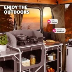 Camping Kitchen Station Large - Camping Kitchen Unit, Camping Kitchen Stand, Camping Cooking Table - Grey -Outdoor Furniture Store 12953412 4
