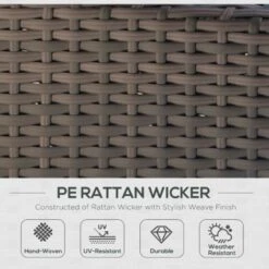 Outsunny Rattan Wicker 2-seat Sofa Loveseat Padded Garden Furniture Brown -Outdoor Furniture Store 13140211 4