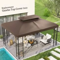 Outsunny 3x4m Gazebo Replacement Roof Canopy 2 Tier Top UV Cover Patio Brown 9 Outsunny 3x4m Gazebo Replacement Roof Canopy 2 Tier Top UV Cover Patio Brown -Outdoor Furniture Store 1366698 3