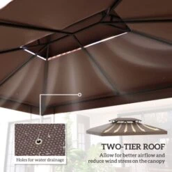 Outsunny 3x4m Gazebo Replacement Roof Canopy 2 Tier Top UV Cover Patio Brown 10 Outsunny 3x4m Gazebo Replacement Roof Canopy 2 Tier Top UV Cover Patio Brown -Outdoor Furniture Store 1366698 4