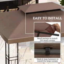 Outsunny 3x4m Gazebo Replacement Roof Canopy 2 Tier Top UV Cover Patio Brown 11 Outsunny 3x4m Gazebo Replacement Roof Canopy 2 Tier Top UV Cover Patio Brown -Outdoor Furniture Store 1366698 5