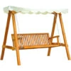 Outsunny Swing Chair 3 Seater Swinging Wooden Hammock Garden Seat Outdoor Canopy Cream