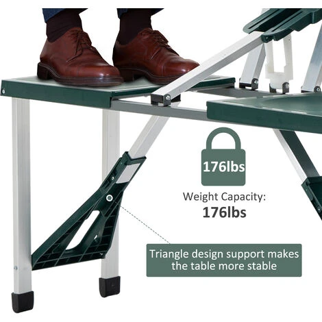 Outsunny Picnic Table Chair Set 4 Seat Aluminium PP W/ 2.7cm Umbrella Hole 7 Outsunny Picnic Table Chair Set 4 Seat Aluminium PP W/ 2.7cm Umbrella Hole - Image 5