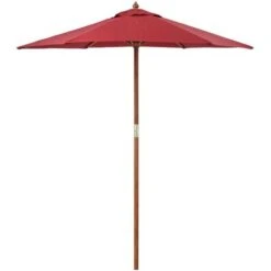 2m Wooden Parasol - Burgundy