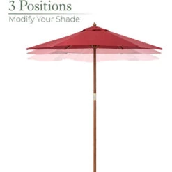 2m Wooden Parasol - Burgundy 9 2m Wooden Parasol - Burgundy -Outdoor Furniture Store 13682689 3
