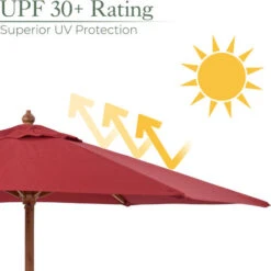 2m Wooden Parasol - Burgundy 10 2m Wooden Parasol - Burgundy -Outdoor Furniture Store 13682689 4