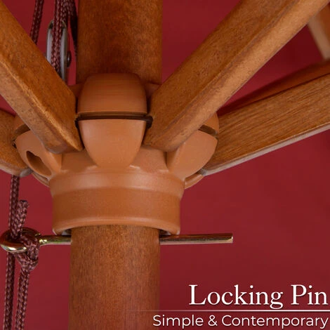 2m Wooden Parasol - Burgundy 7 2m Wooden Parasol - Burgundy - Image 5