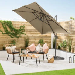 Cantilever Parasol 2.5m - Taupe -Outdoor Furniture Store 13682749 3