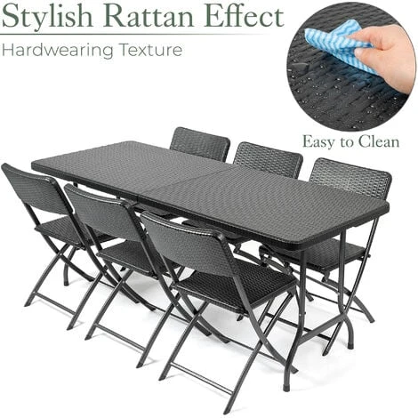 Rattan Effect 6 Seater Dining Set (6ft) 6 Rattan Effect 6 Seater Dining Set (6ft) - Image 4
