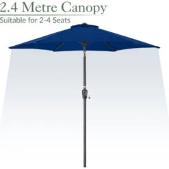 2.4m Crank And Tilt Parasol - Navy -Outdoor Furniture Store 13682793 3