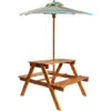 Kids Picnic Table With Parasol 79x90x60 Cm Solid Acacia Wood VidaXL