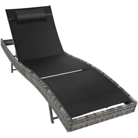 Sun Lounger Delphine Rattan - Reclining Sun Lounger, Garden Lounge Chair, Sun Chair - Dark Grey 3 Sun Lounger Delphine Rattan - Reclining Sun Lounger, Garden Lounge Chair, Sun Chair - Dark Grey
