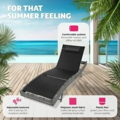 Sun Lounger Delphine Rattan - Reclining Sun Lounger, Garden Lounge Chair, Sun Chair - Dark Grey 9 Sun Lounger Delphine Rattan - Reclining Sun Lounger, Garden Lounge Chair, Sun Chair - Dark Grey -Outdoor Furniture Store 14367653 3